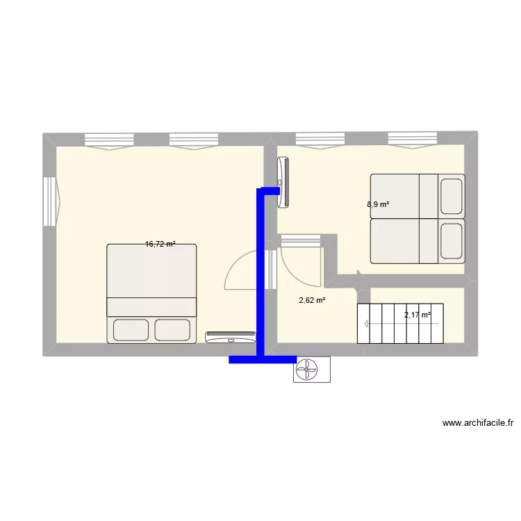 Clim Charbes. Plan de 4 Pièces et 30 m²