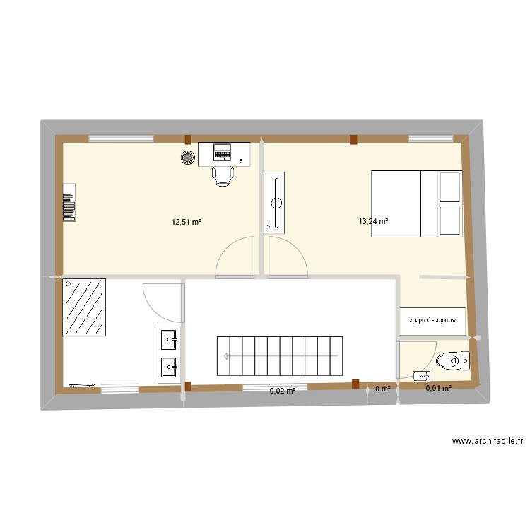 etage. Plan de 5 pièces et 26 m2