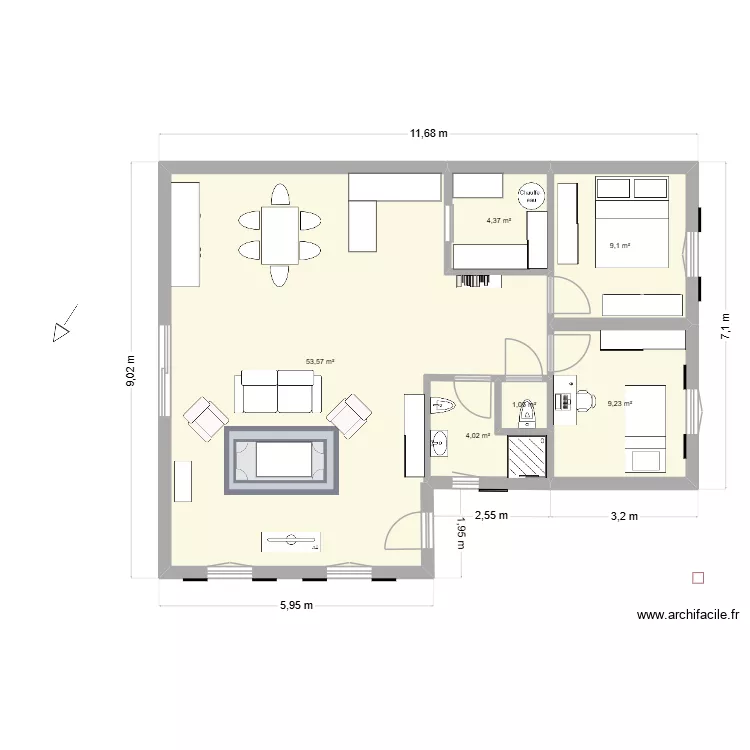 plan janvier 2025. Plan de 6 pièces et 81 m²