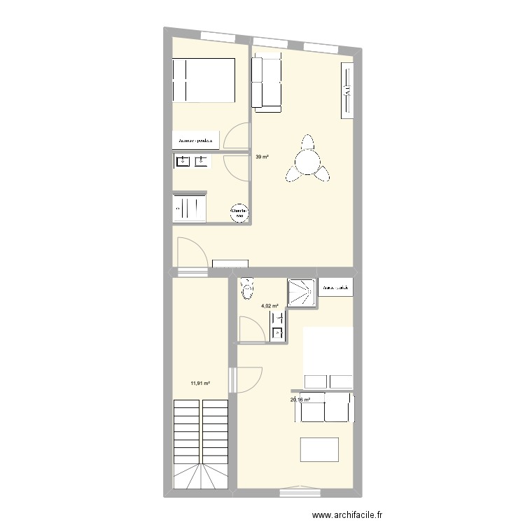 APP R+2 définitif . Plan de 4 pièces et 75 m2