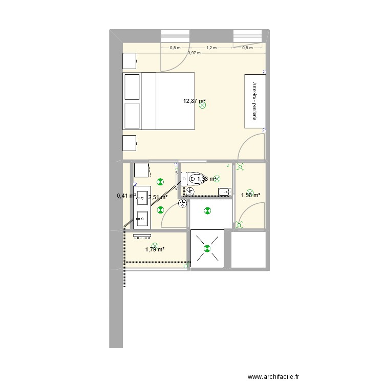 PROJET VEDRENNE H2. Plan de 6 pièces et 20 m2