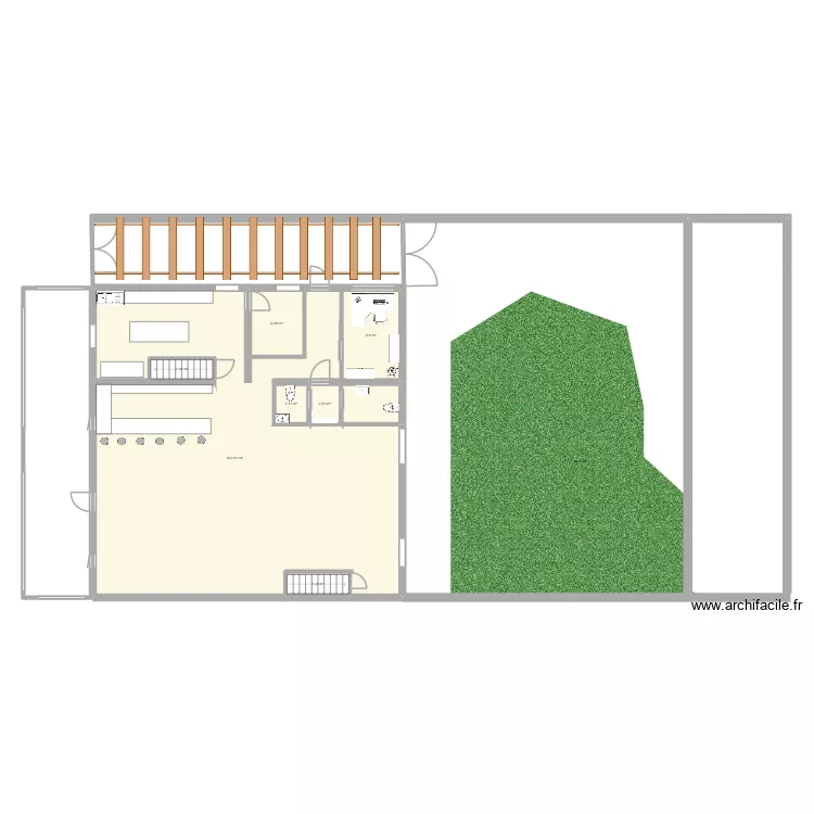 bar. Plan de 7  et 156 m²