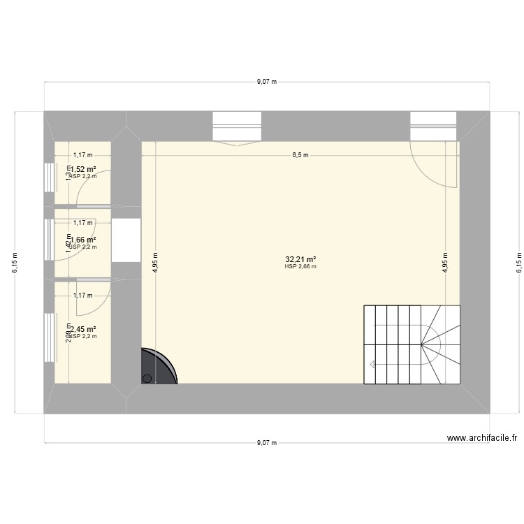 RDC Pelletier Sylvain. Plan de 4 pièces et 38 m2