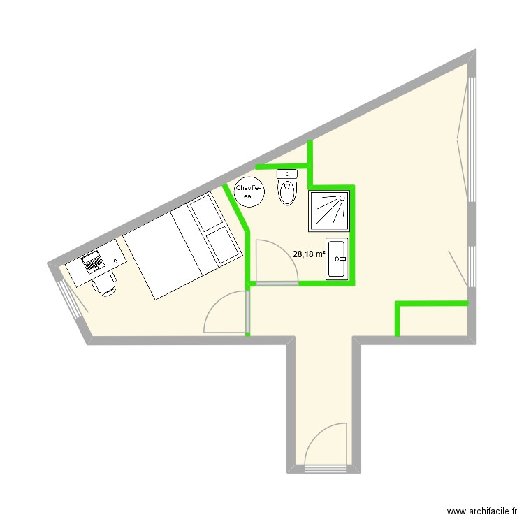 Plan appartement Rubens. Plan de 1 pièce et 28 m2