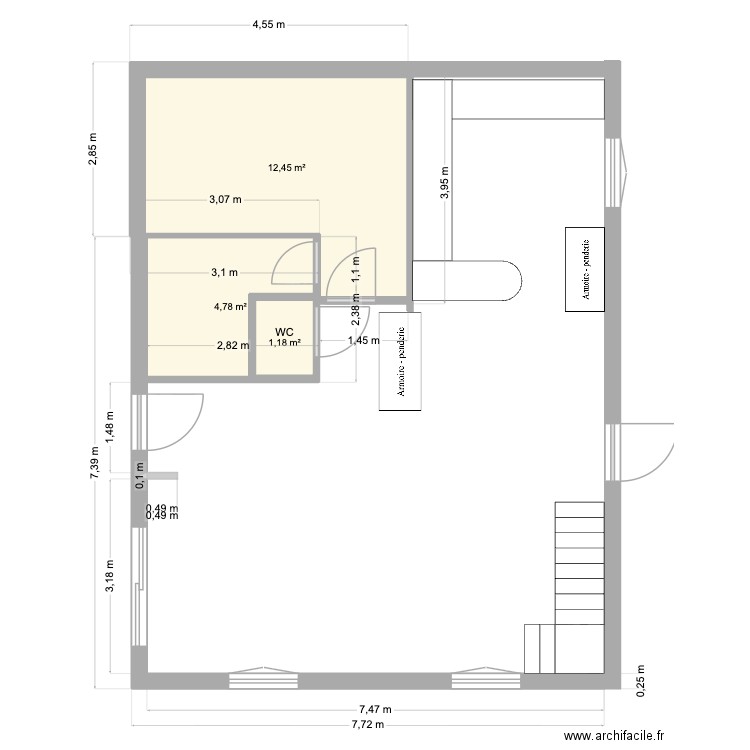 house. Plan de 3 pièces et 20 m2