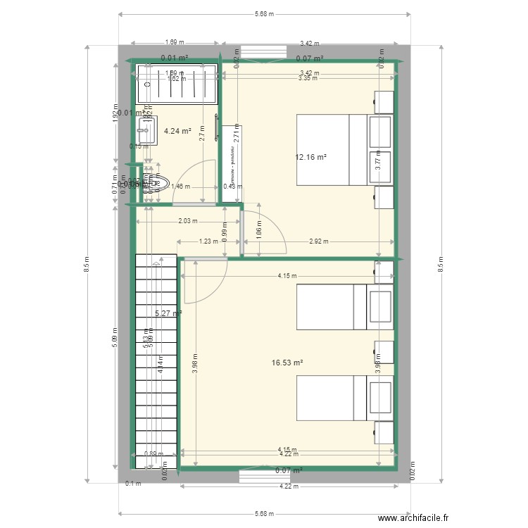 colin2. Plan de 10 pièces et 38 m2