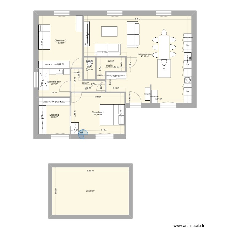 romagnatapres. Plan de 9 pièces et 112 m2