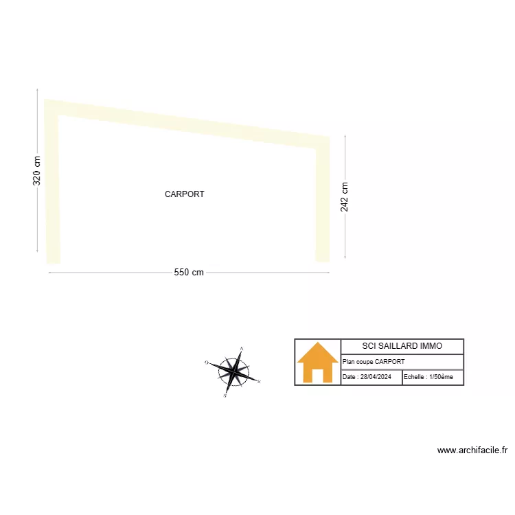 PLAN COUPE CARPORT. Plan de 