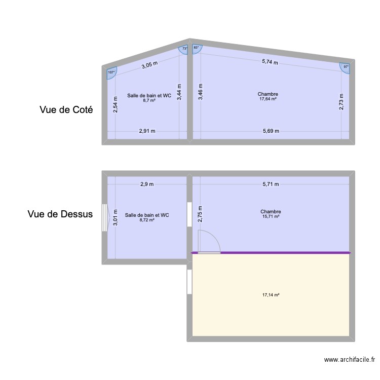 Projet RUCHAUD. Plan de 5 pièces et 68 m2