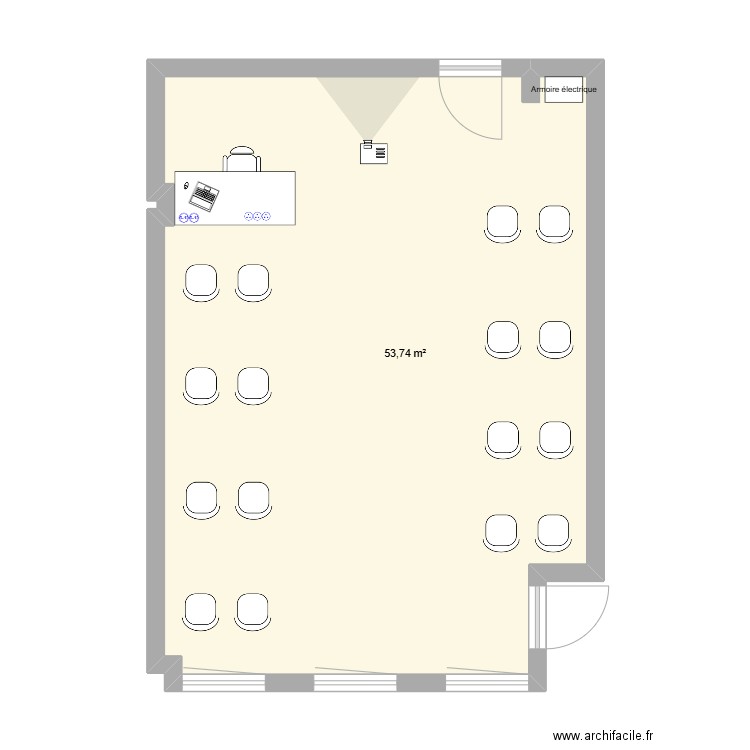 SALE 129 SAE 2.3. Plan de 1 pièce et 54 m2