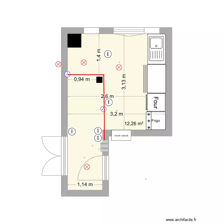 Sechoir. Plan de 1  et 12 m²