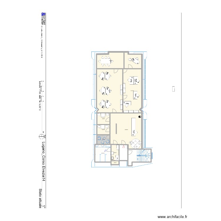 Lugano bureau actuel. Plan de 12 pièces et 186 m2