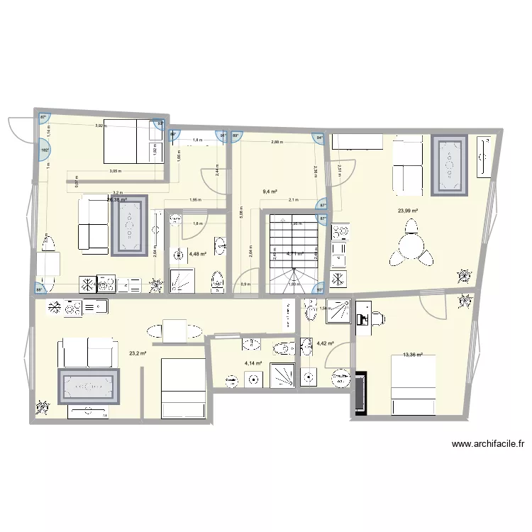 Vendome _ R+1 optim V3. Plan de 9  et 114 m²
