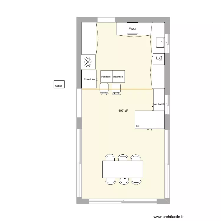 Cuisine plan 6. Plan de 1  et 38 m²