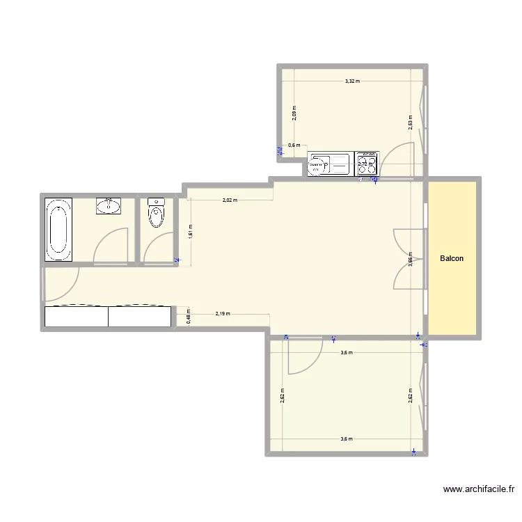 Appartement. Plan de 6 et 50 m² Appartement. Plan de 6 et 50 m²