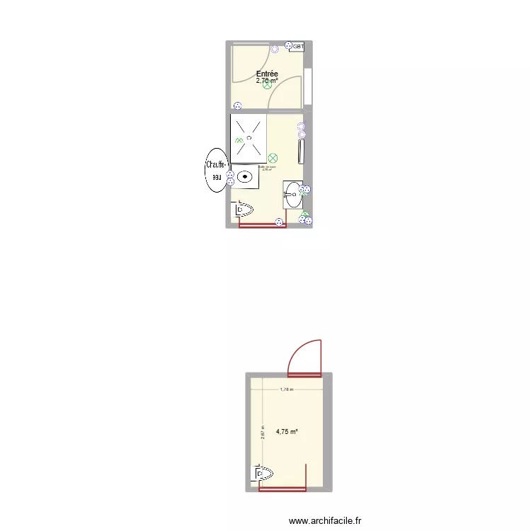 Montreuil - Salon prise 2. Plan de 3  et 12 m²