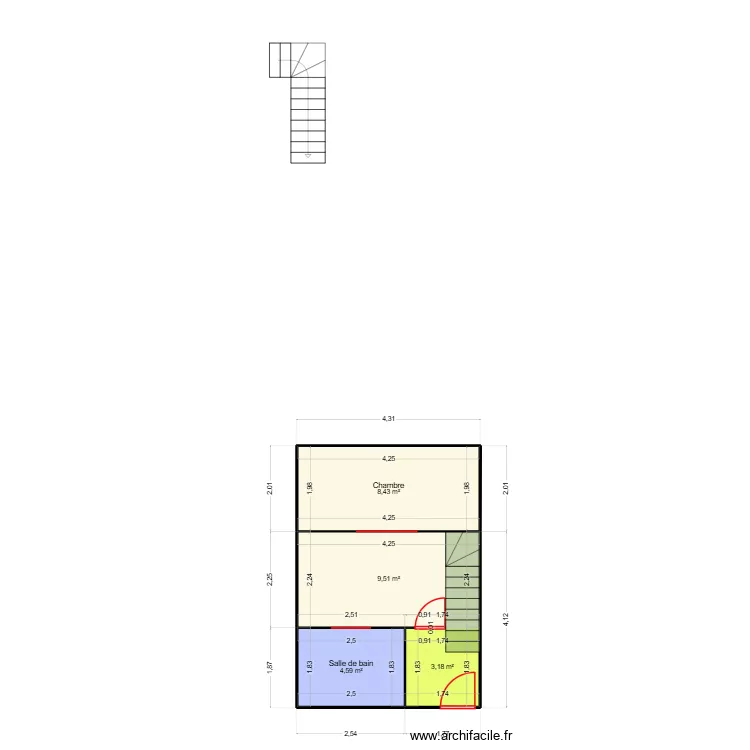 Rez de chauss&eacute;e. Plan de 4  et 26 m²