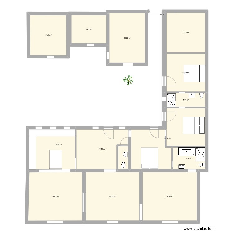 Noirmout oct 24. Plan de 14 pièces et 219 m2