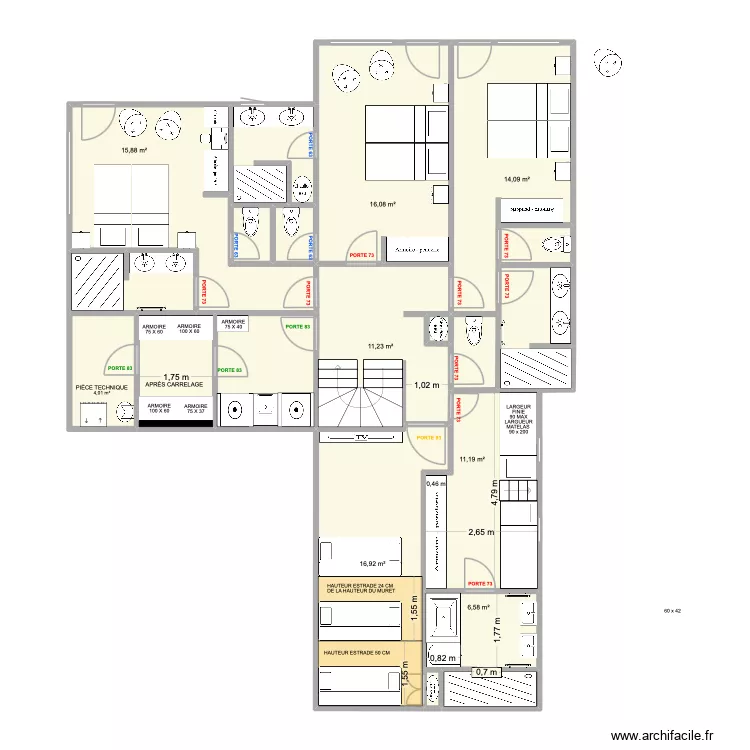 PLAN REZ-DE-JARDIN PORTES. Plan de 19 et 126 m² PLAN REZ-DE-JARDIN PORTES. Plan de 19 et 126 m²