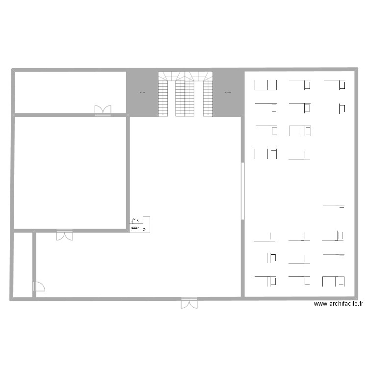 RDC mairie. Plan de 2 pièces et 17 m2