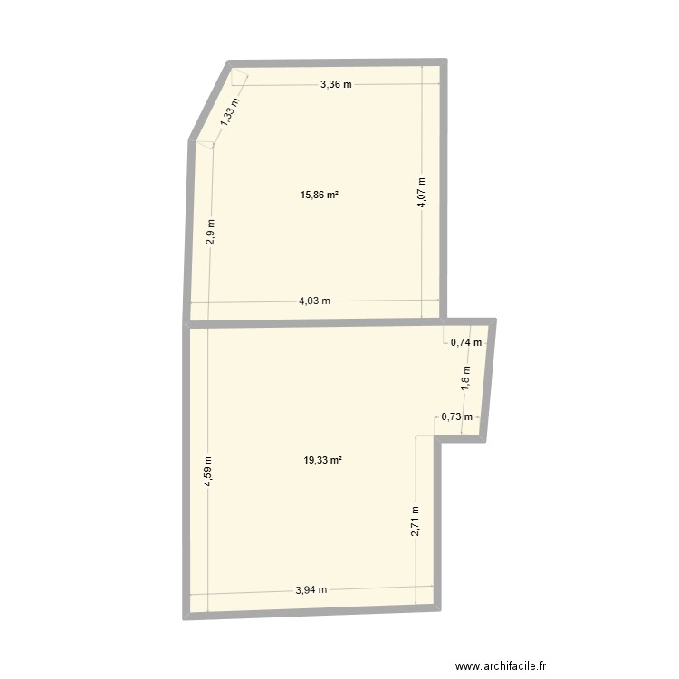 dinan reno. Plan de 2 pièces et 35 m2