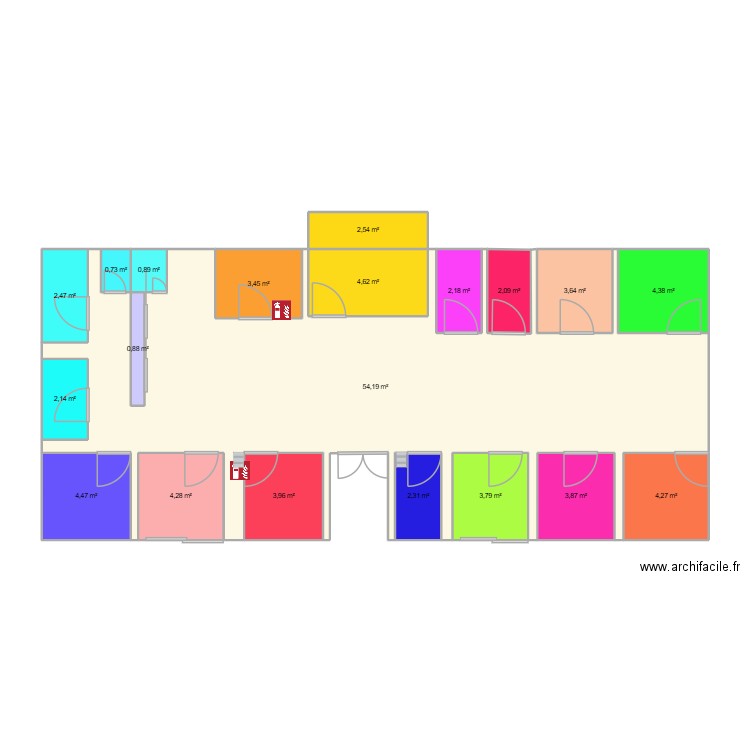 Accueil famille - Aile n°. Plan de 20 pièces et 111 m2