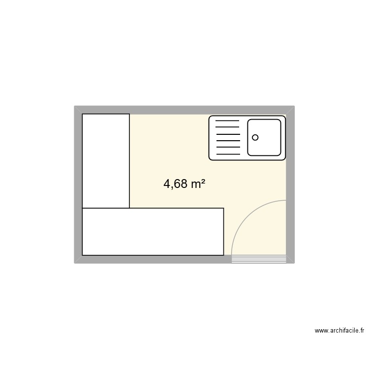 cuisine. Plan de 1 pièce et 5 m2