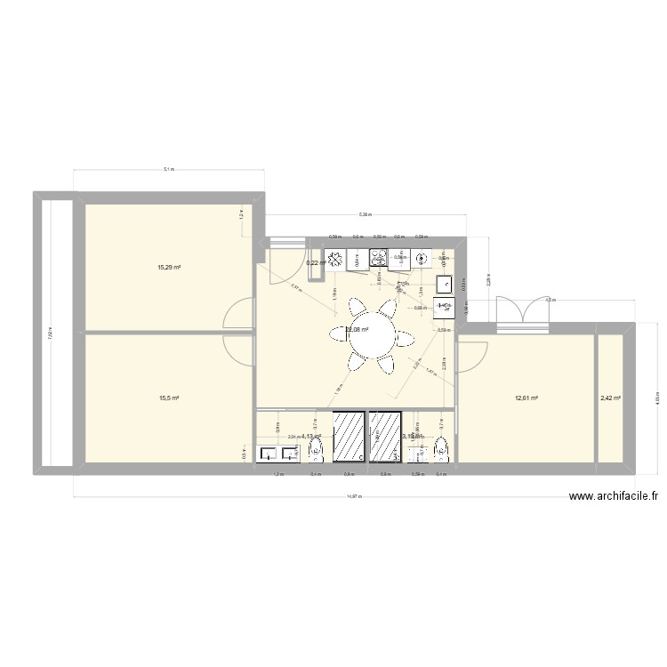appartement adda benaouda3. Plan de 8 pièces et 75 m2
