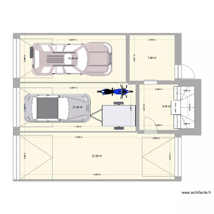 plan garage RDC. Plan de 5 pièces et 84 m²