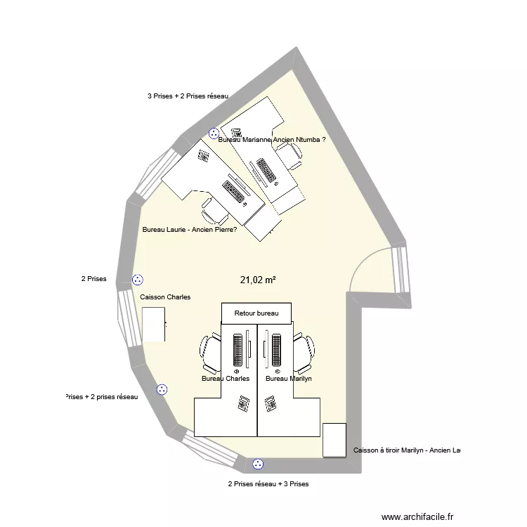 107. Plan de 1  et 21 m²