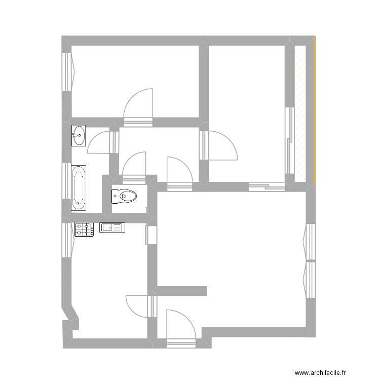 plan 2. Plan de 8 pièces et 44 m2