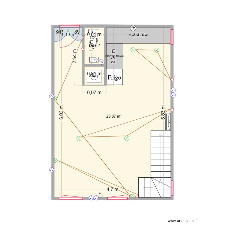 EMMA BAS. Plan de 3 pièces et 32 m2