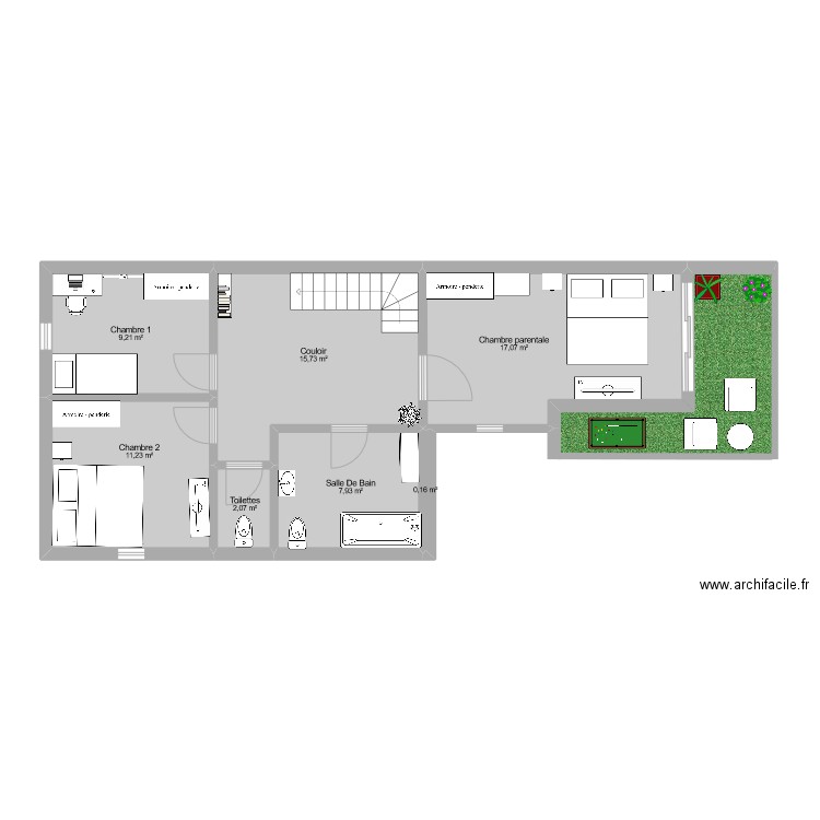 projet it. Plan de 7 pièces et 63 m2