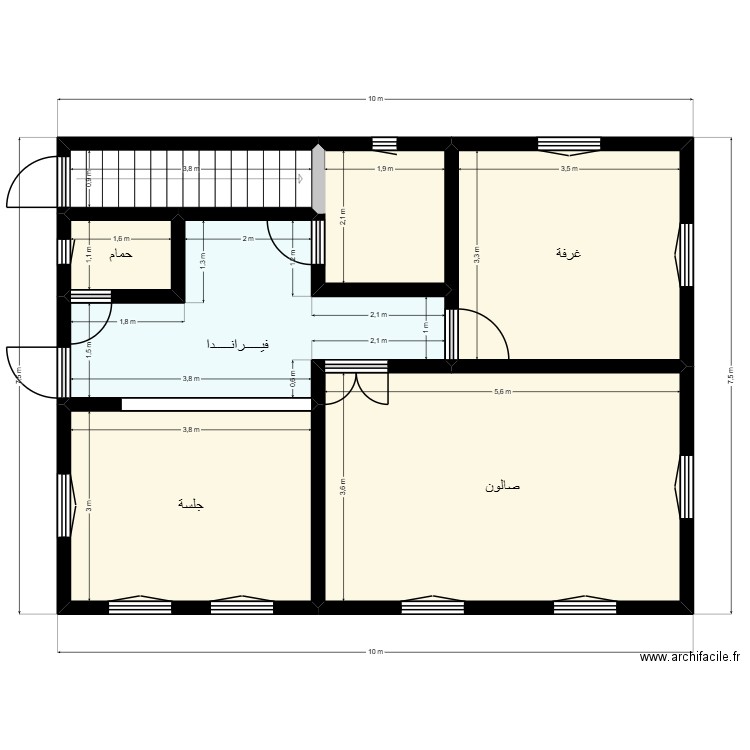 plan de 10m x 7.5m Client 37 97 78 24. Plan de 7 pièces et 63 m2