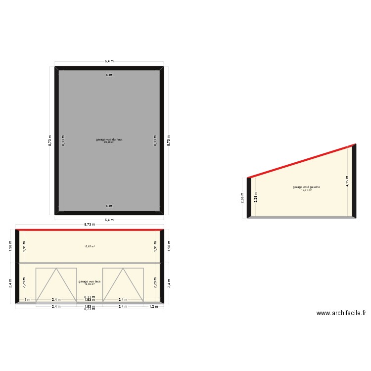 plan garage 20metre carré NIZAN. Plan de 4 pièces et 104 m2