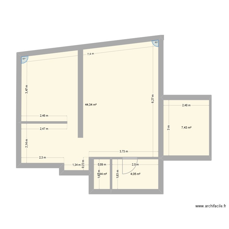 Plan Clément. Plan de 4 pièces et 57 m2