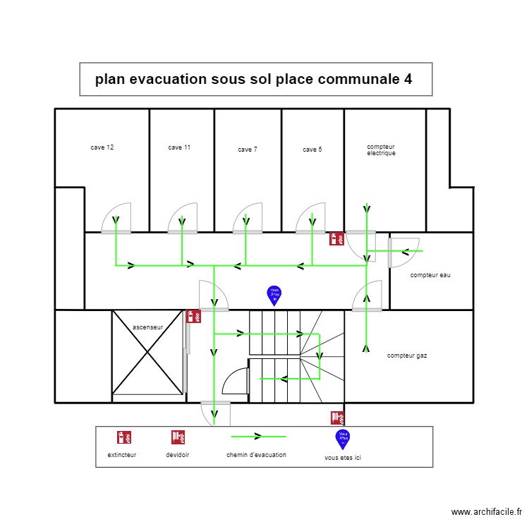 sous sol cave communale 4/3. Plan de 12 pièces et 38 m2
