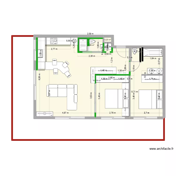 IMMEUBLE RUSSE PLAN 8. Plan de 3 pièces et 63 m²