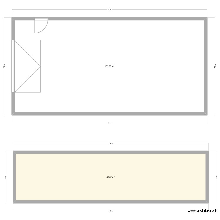 bat. Plan de 2 pièces et 156 m2