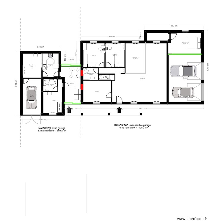 fontenilles genets. Plan de 16 pièces et 198 m2