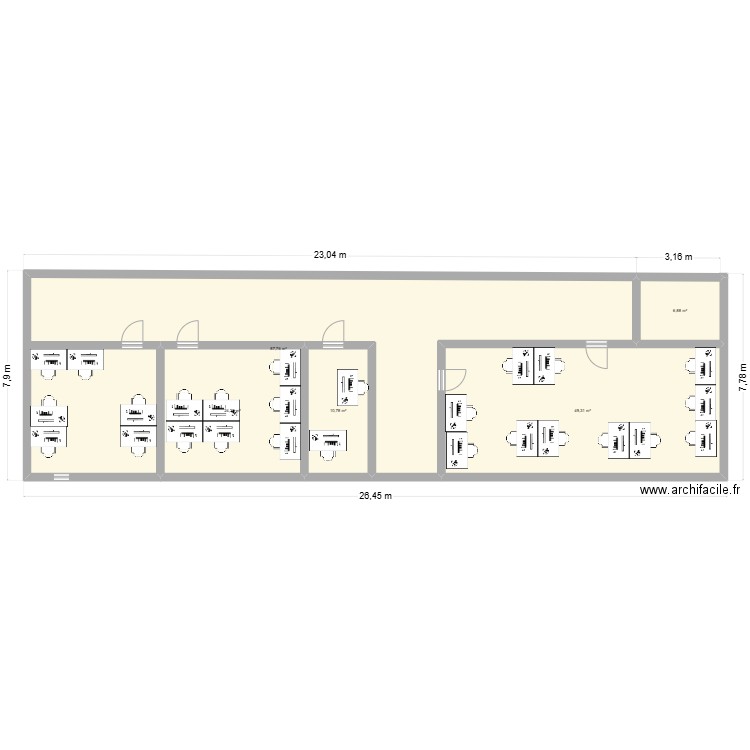 BUREAU RDZ. Plan de 5 pièces et 179 m2