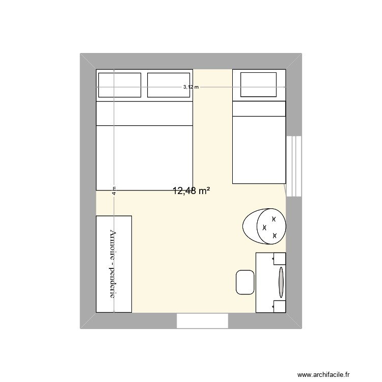 chambre antoine lits face à la porte. Plan de 0 pièce et 0 m2 chambre antoine lits face à la porte. Plan de 0 pièce et 0 m2