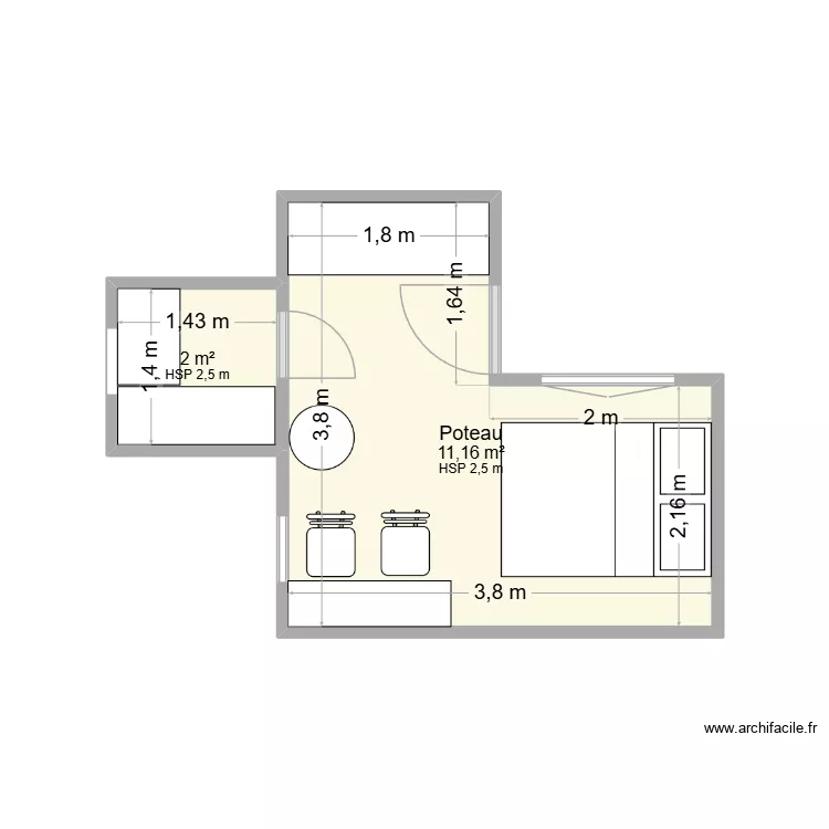 maison1. Plan de 2  et 13 m²
