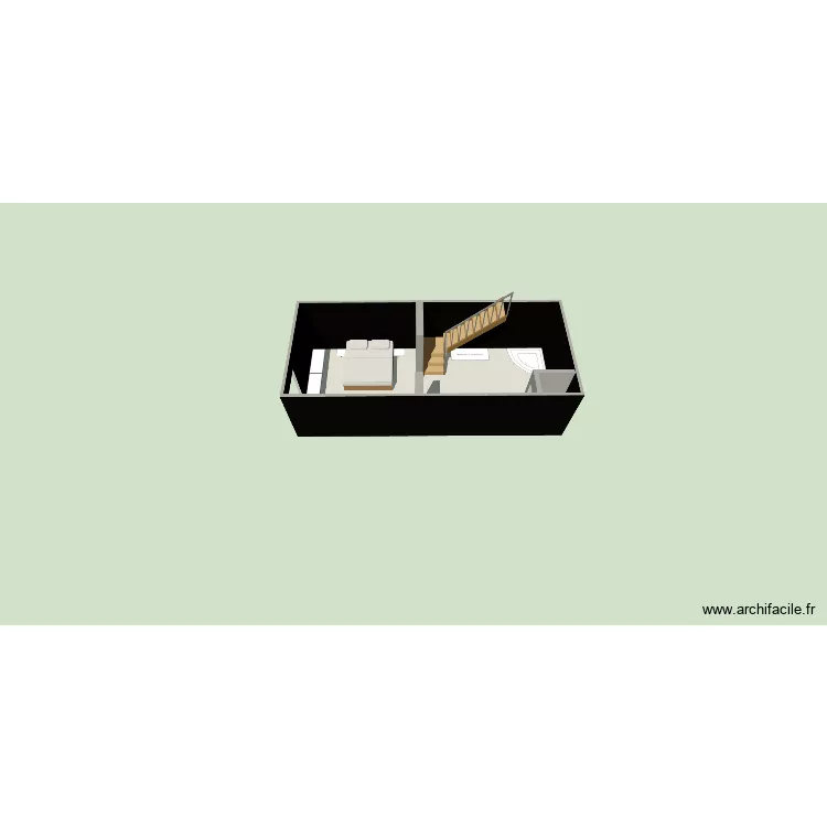 CAVERNE chambre parentale. Plan de 1 Pièce et 34 m²