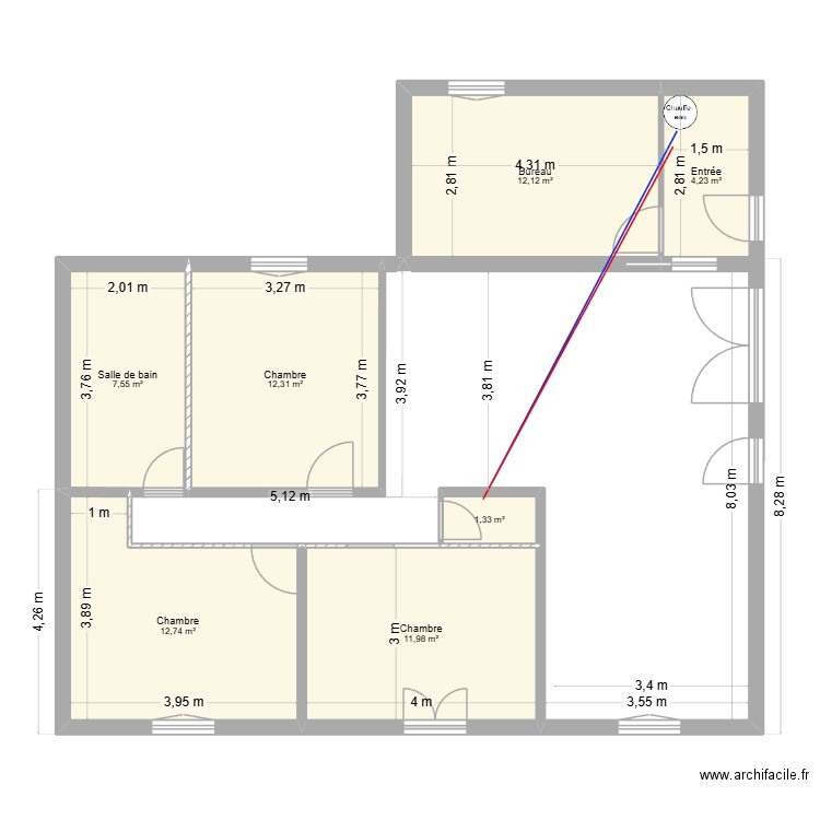 maison m2. Plan de 7 pièces et 62 m2