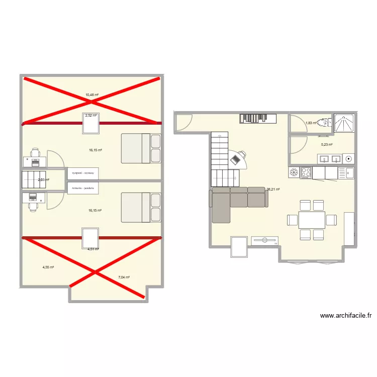 R+3 lot 10 Yvetot 5  77m&sup2;. Plan de 11  et 109 m²