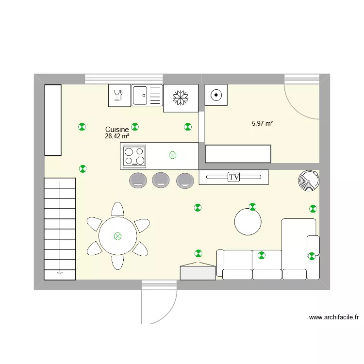 rez goffontaine. Plan de 2  et 34 m²