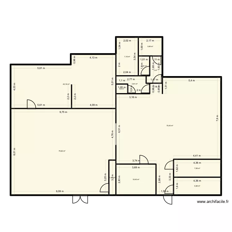 Plan Apr&egrave;s Travaux L'Andalousia. Plan de 12  et 234 m²