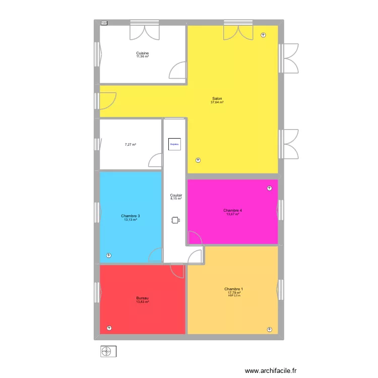 Bourdillat. Plan de 8 Pièces et 123 m² Bourdillat. Plan de 8 Pièces et 123 m²