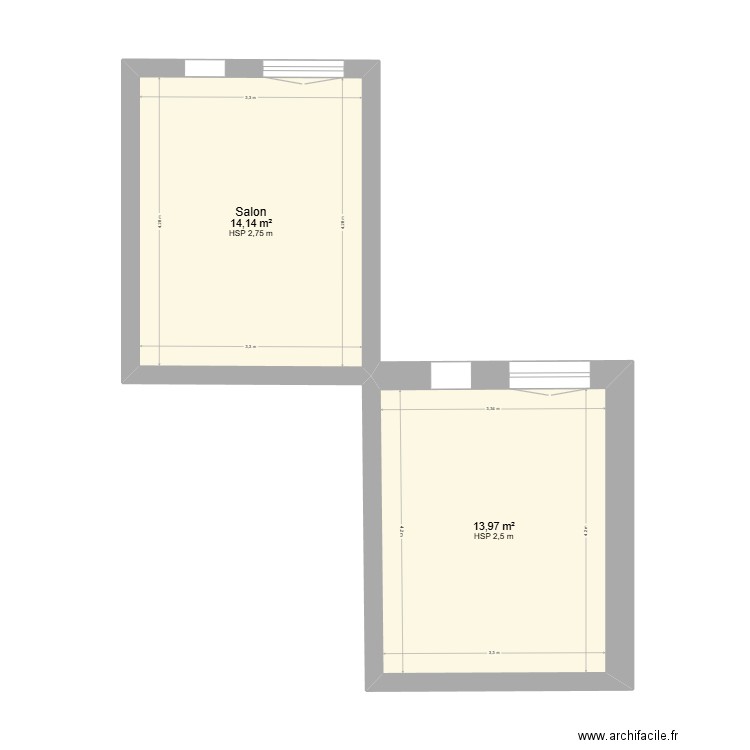 appartement. Plan de 2 pièces et 28 m2